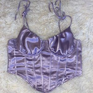 Cropped satin top from Shein in a medium
